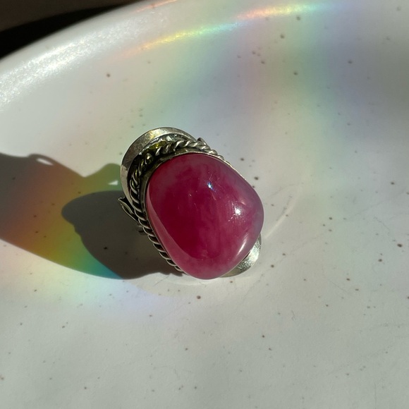 Hot Pink Agate statement ring adjustable from Argentina all size - Picture 11 of 11